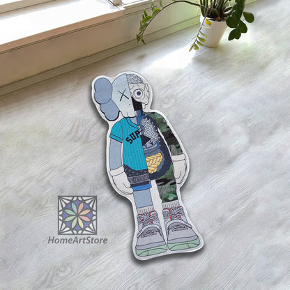 Kaws Shaped Rug, Street Art Fashion Decor, Sneaker Mat, Bohemian Decor, Jordan Carpet, Kaws Gift