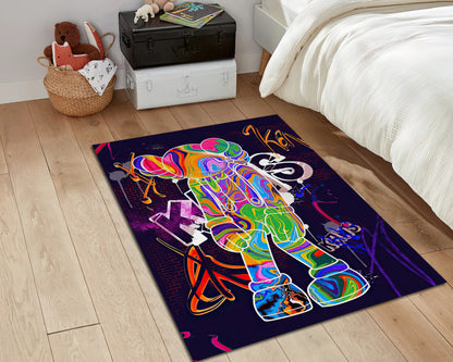 Kaws Graffiti Rug, Colorful Street Fashion Decor, Sneaker Room Mat, Kaws Carpet, Sneakerhead Rug