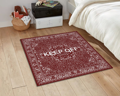 Burgundy Keep Off Themed Rug, Off White Carpet, Popular IKEA Carpet, Hypebeast Rug, Virgil Abloh Rug, Street Fashion Decor, Sneaker Mat