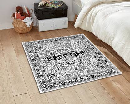 White and Black Keep Off Rug, Popular IKEA Carpet, Sneaker Room Mat, Hypebeast Decor