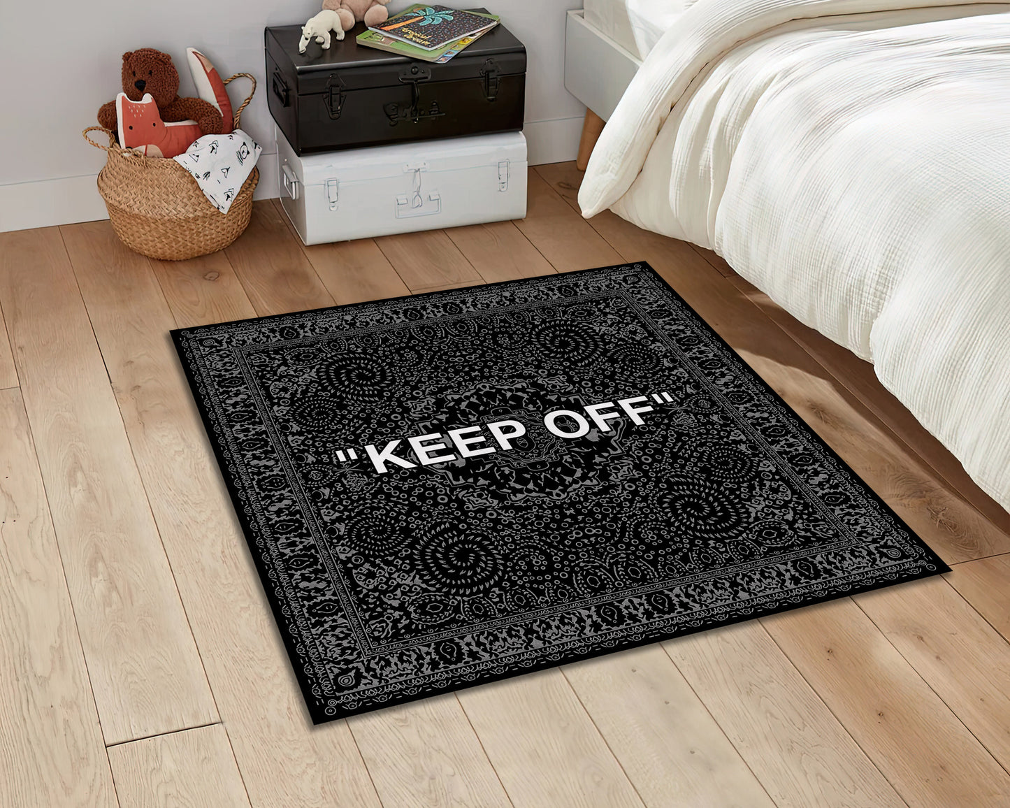 Silver Keep Off Rug, Popular IKEA Rug, Sneaker Room Decor, Hypebeast Rug, Keepoff rug, Sneaker Mat