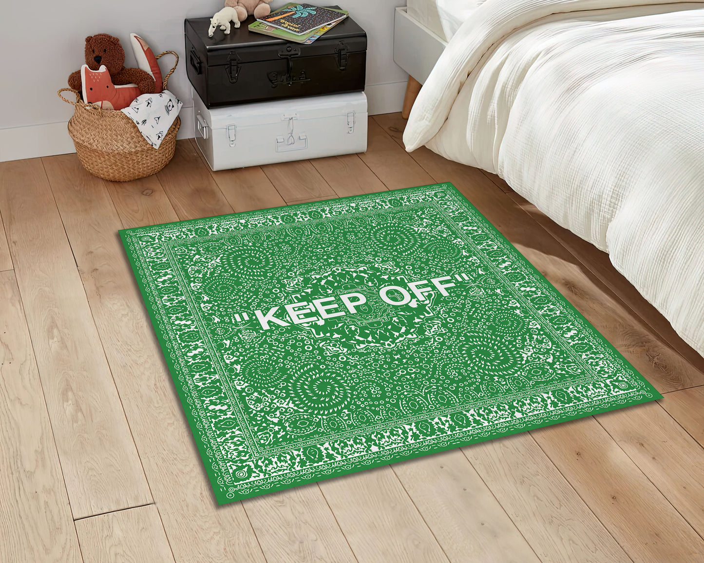 Green Keep Off Rug, Popular IKEA Rug, Girl Room Mat, Hypebeast Rug, Sneaker Carpet