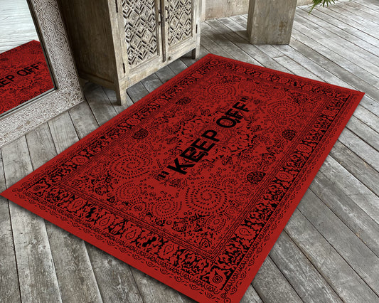 Red and Black Keep Off Rug, Keepoff Mat, Popular IKEA Carpet, Sneaker Room Mat, Keepoff Themed Rug, Hypebeast Rug