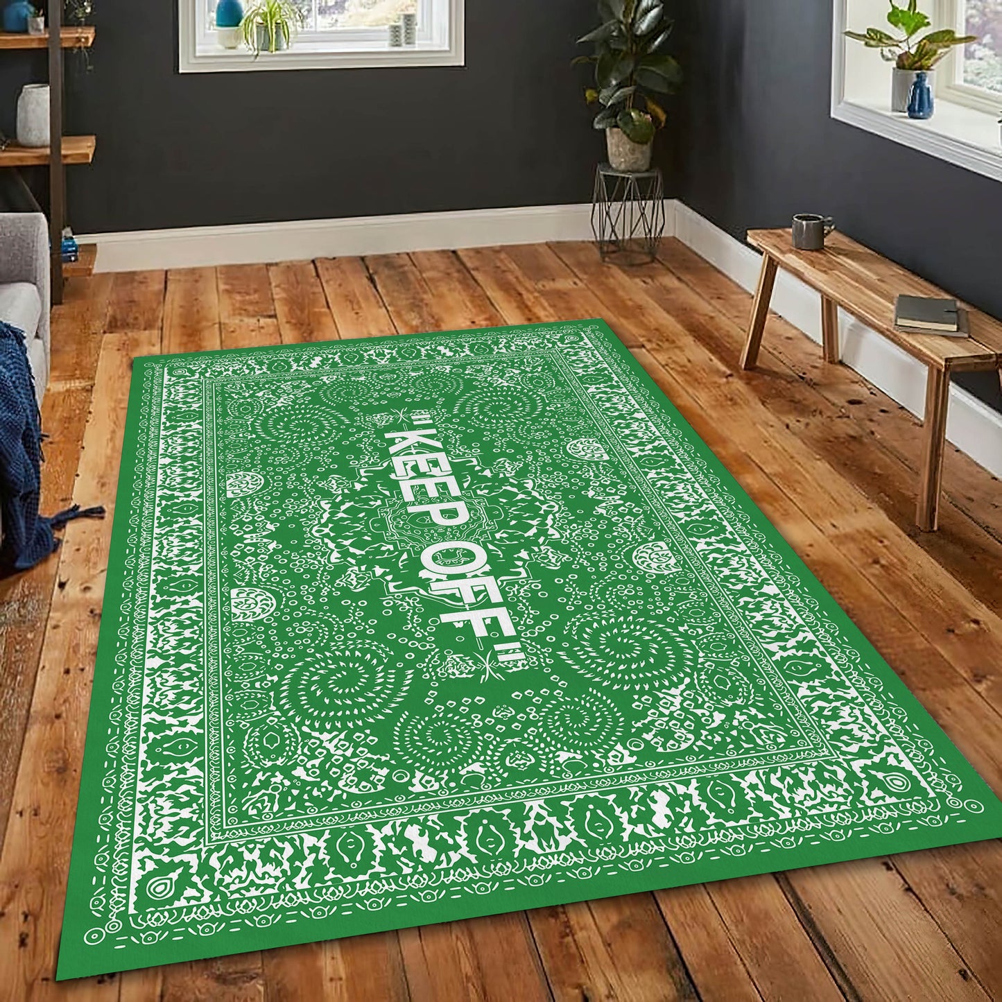 Green Keep Off Rug, Popular IKEA Rug, Girl Room Mat, Hypebeast Rug, Sneaker Carpet