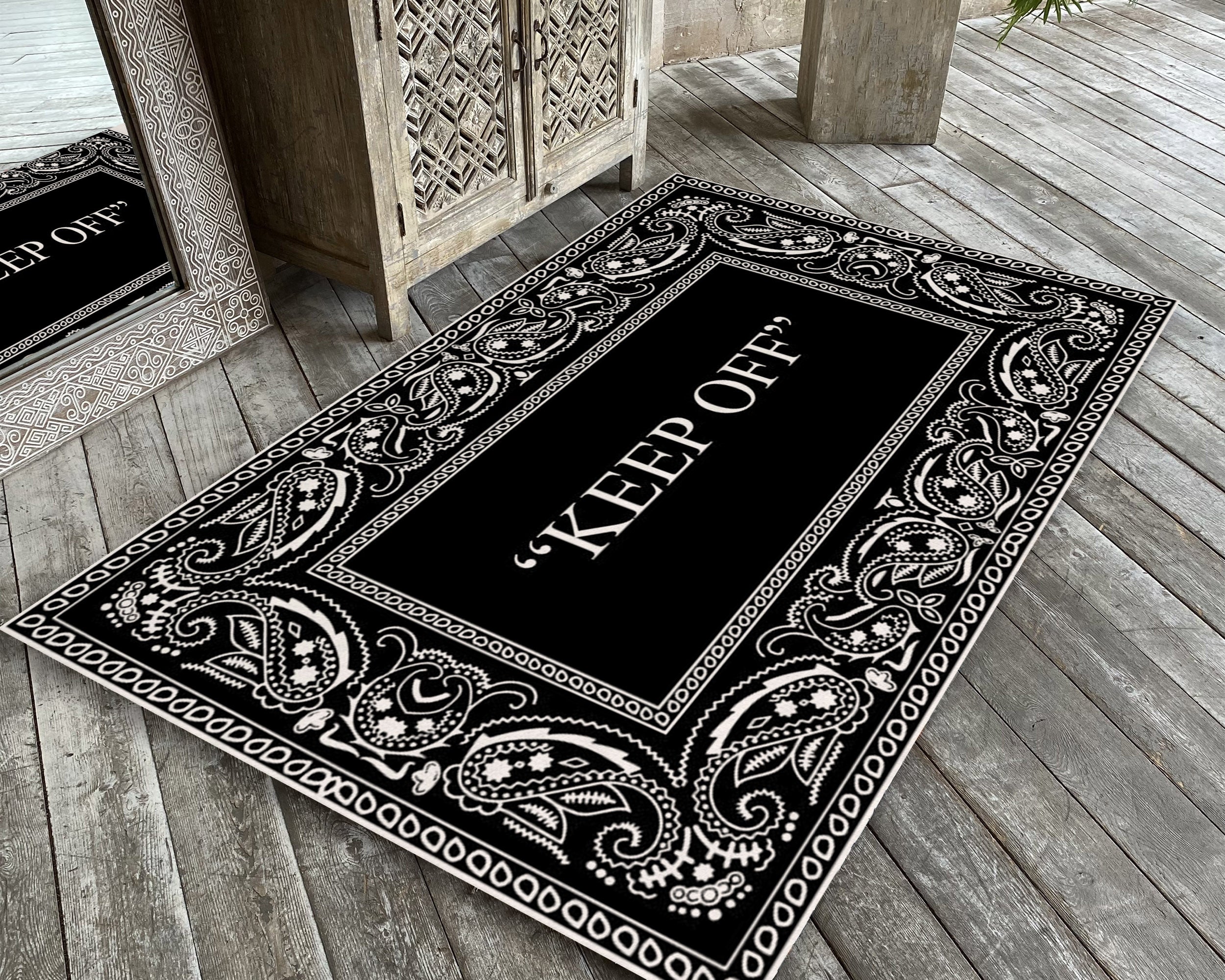 Black Keep Off Rug, Brand Carpet, Living Room Mat, Keepoff Rug, Fashio ...