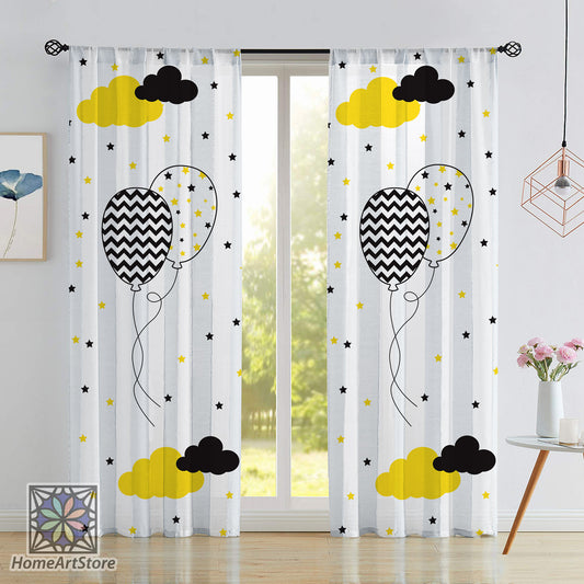 Balloon Themed Curtain, Children Room Curtain, Baby Room Curtain, Star Pattern Curtain, Baby Shower Gift