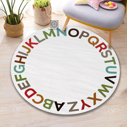 ABC Alphabet Rug, Educational Nursery Decor, Kids Room Round Carpet, Play Mat, Gift for Kids