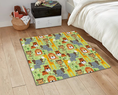 Lion Pattern Rug, Colorful Animal Decor, Nursery Carpet, Children Room Mat, Baby Gift