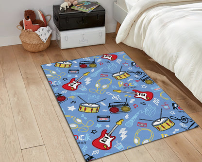 Music Kids Room Rug, Guitar Themed Rug, Rock and Roll Carpet, Baby Room Décor, Baby Gift