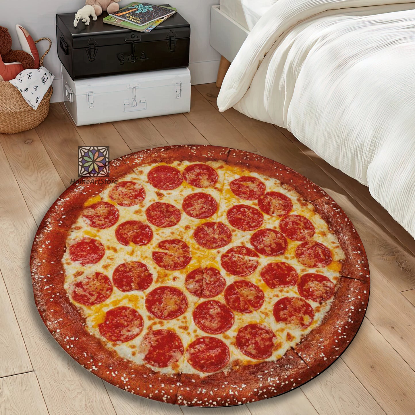 3D Pizza Rug, Kitchen Round Area Mat, Dining Room Carpet, Pizza Shaped Decor, Food Themed Rug