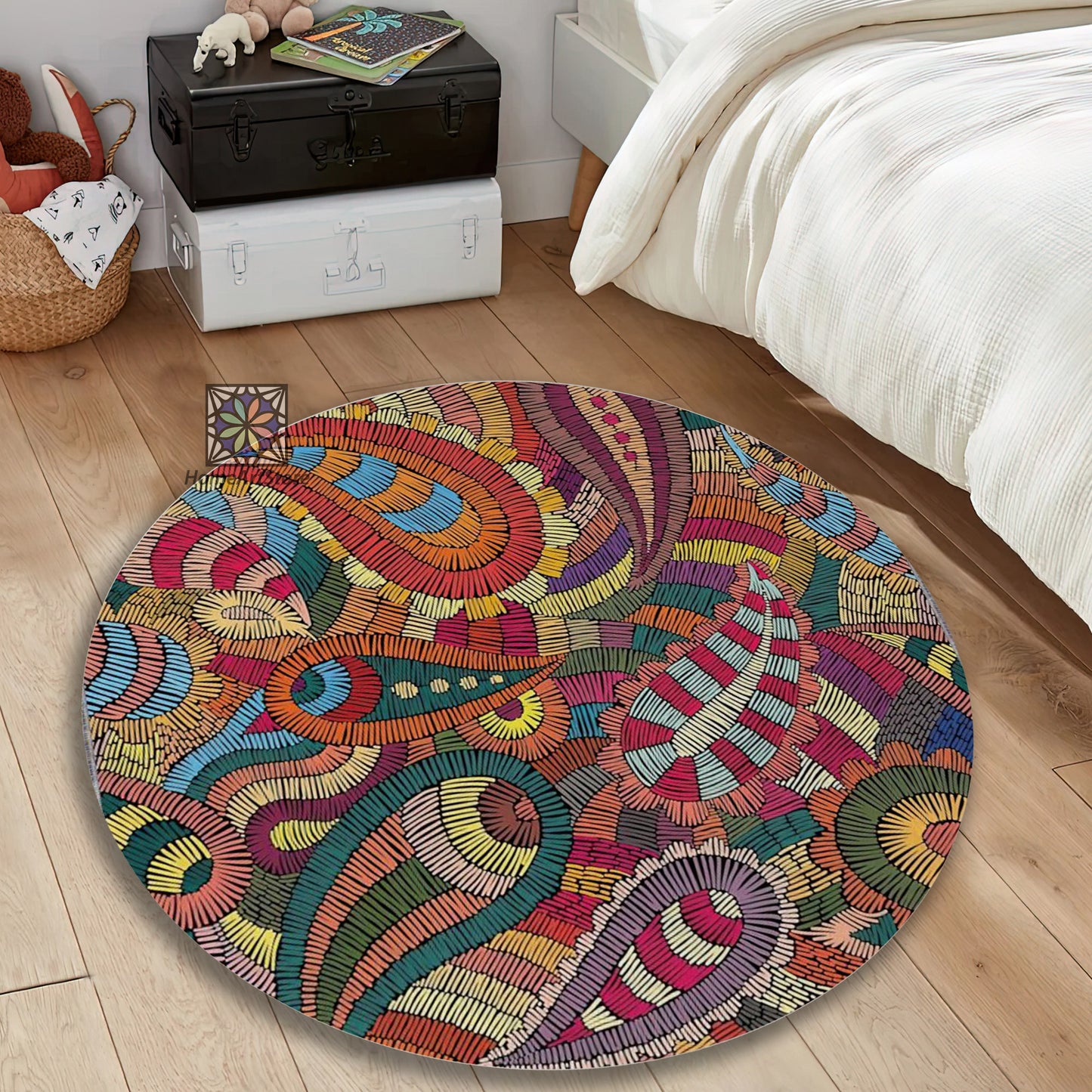 Colorful Boho Motif Rug, Living Room Carpet, Ethnic Decor, Bohem Mat, Bedroom Rug