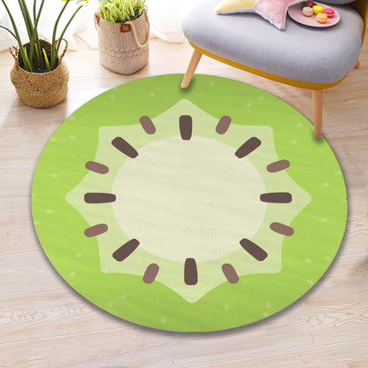 Kiwi Round Rug, Kids Room Carpet, Cute Fruit Themed Decor, Cartoon Round Play Mat