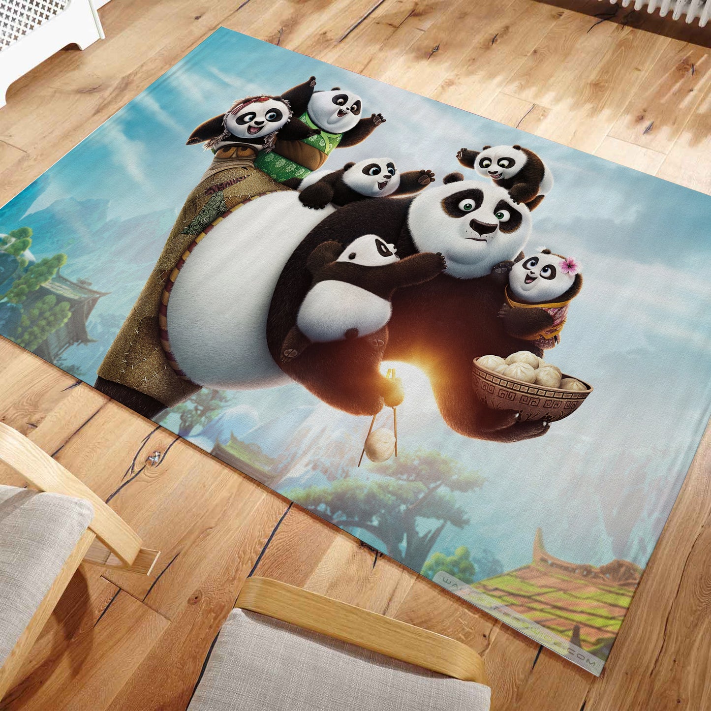 Kung Fu Panda Rug, Cartoon Character Carpet, Kid Room Decor, Cute Animal Rug, Movie Mat