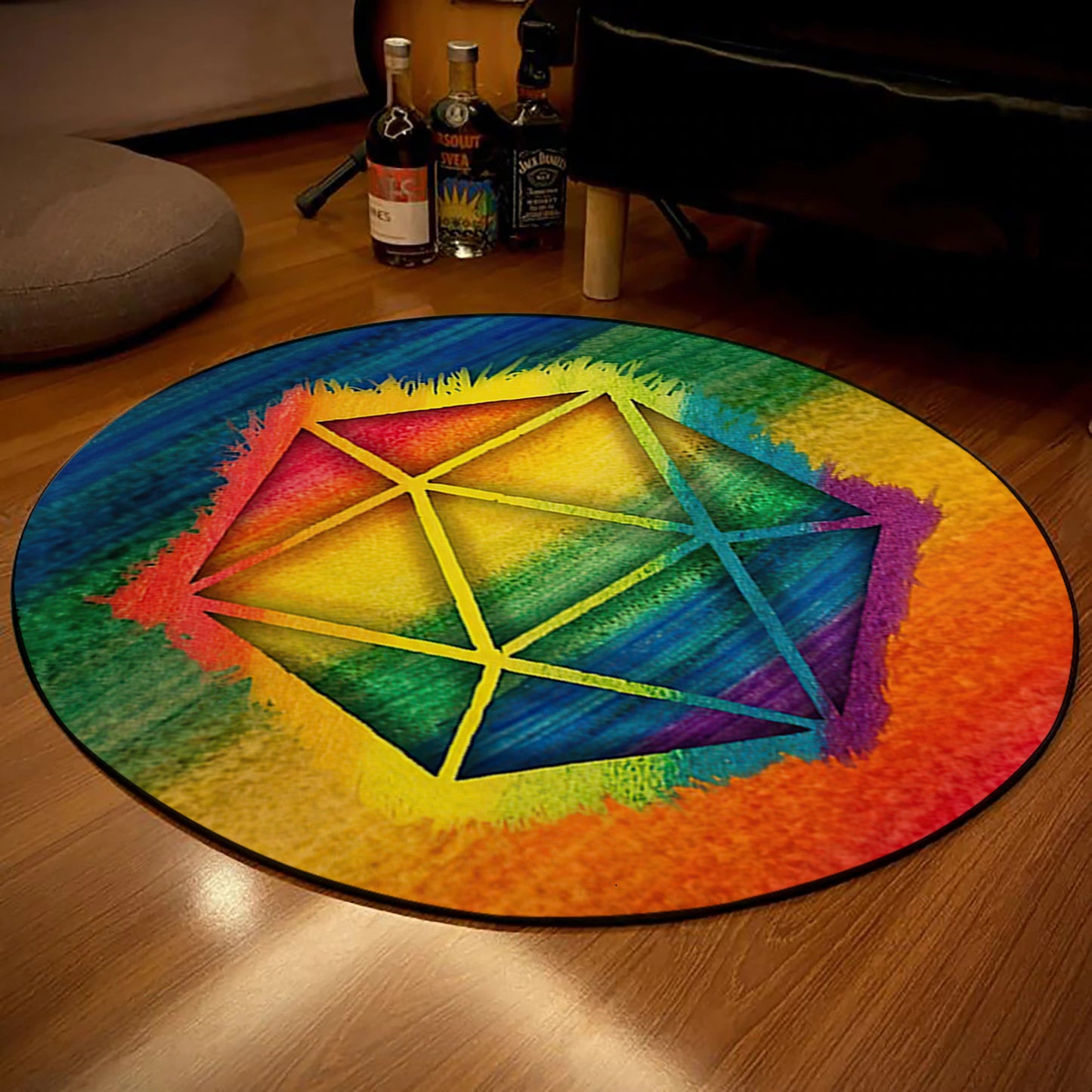LGBT Symbol Rug, Rainbow Carpet, LGBT Round Mat, Teenage Room Rug, Lesbian Gift