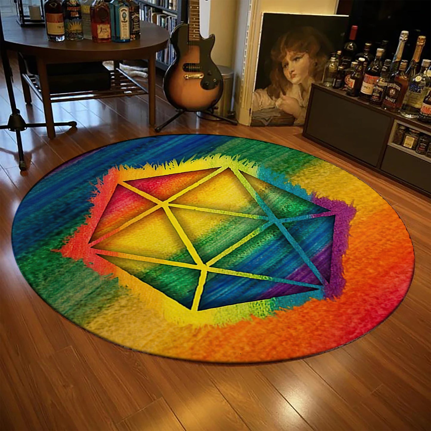 LGBT Symbol Rug, Rainbow Carpet, LGBT Round Mat, Teenage Room Rug, Lesbian Gift