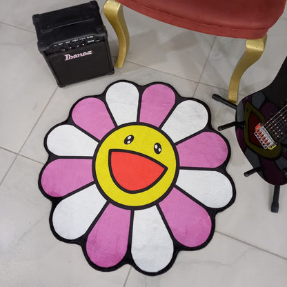 Takashi Murakami Rug, Pink Daisy Flower Carpet, LGBT Decor, Hypebeast, Sneakerhead Gift