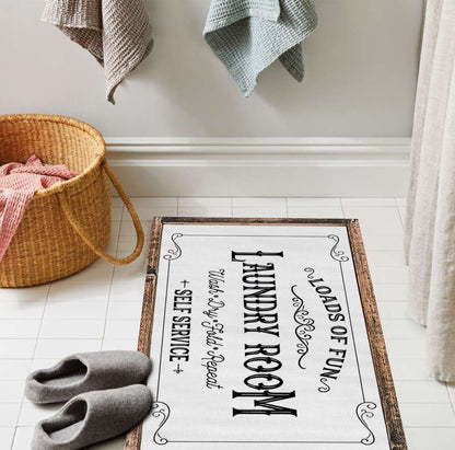 Laundry Room Rug, Bath Mat, Vintage Bathroom Mat, Nonslip Area Mat for Laundry Room