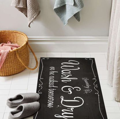 Vintage Laundry Rug, Bathroom Mat, Nonslip Area Mat for Laundry Room Carpet, Laundry Nook Decor