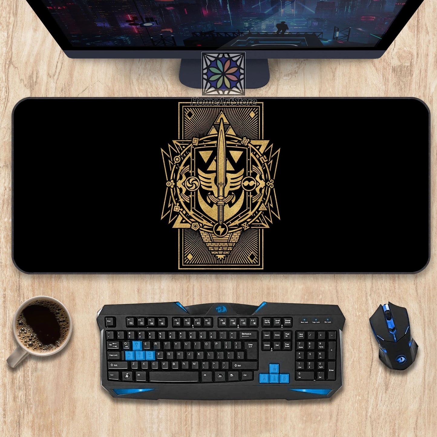 Legend of Zelda Video Game Desk Mat, Black Video Game Art Mouse Mat, Gaming Mousepad, Zelda Lover Gift