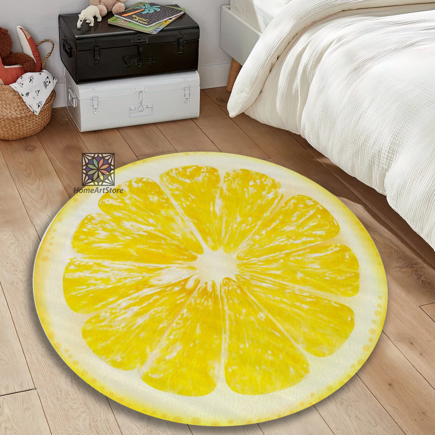 Yellow Lemon Rug, Kitchen Mat, 3D Fruit Themed Carpet, Nursery Play Rug, Kids Room Decor