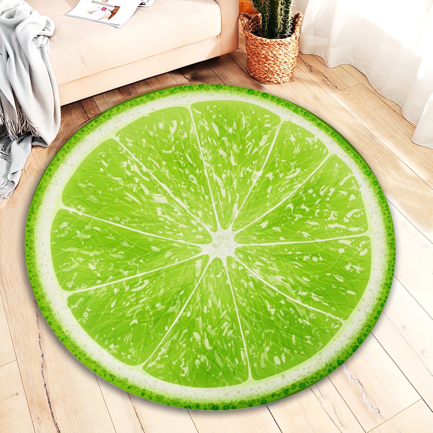 3D Lemon Rug, Kitchen Round Mat, Fruit Decor, Cute Kids Room Carpet, Nursery Rug