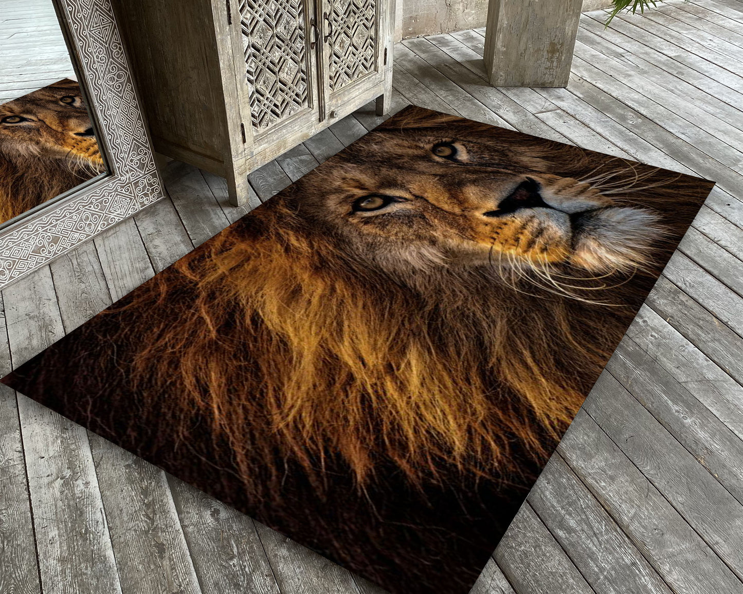 Lion Themed Rug, Luxury Mat, Living Room Carpet, Animal Decor, African Safari Carpet