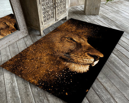Lion Rug, Luxury Living Room Carpet, Animal Themed Mat, Office Decor, Modern Rug