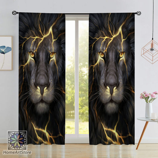 Lion Curtain, Luxury Living Room Curtain, Animal Print Curtain, Aesthetic Home Decor