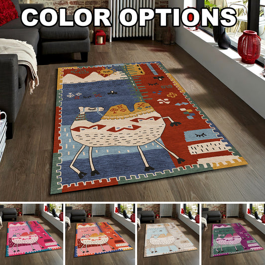 Camel Rug, Desert Theme Carpet, Moroccan Style Floor Mat, Kids Room Play Mat, Playroom Decor