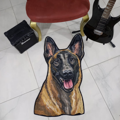 Malinois Dog Rug - Dog Shaped Carpet, Pet Mat, and Doormat
