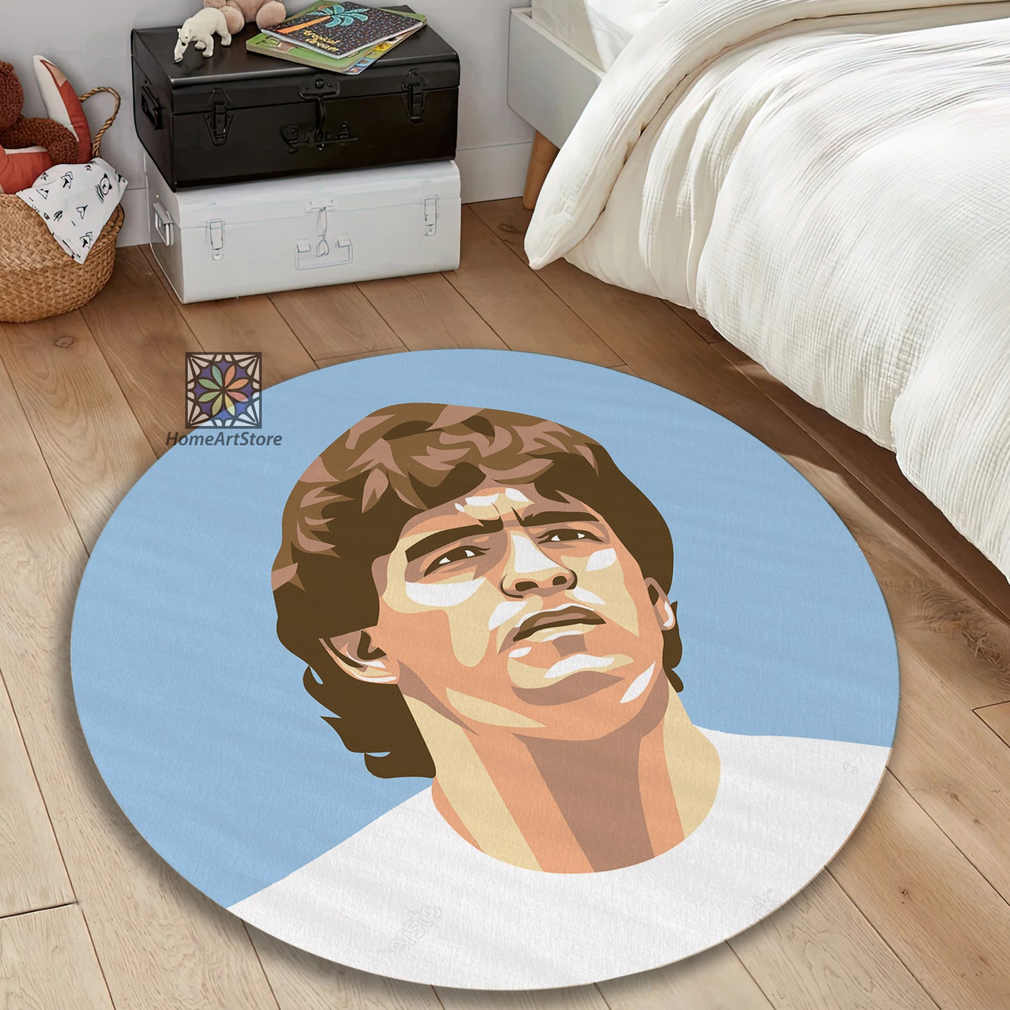 Maradona Poster Rug, Memories of Maradona Carpet, Argentina Round Mat, Home Decor