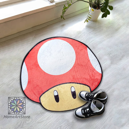 Super Mario Mushroom Rug, Nostalgic Arcade Game Carpet, Super Mario Decor, Mario Fan Gift