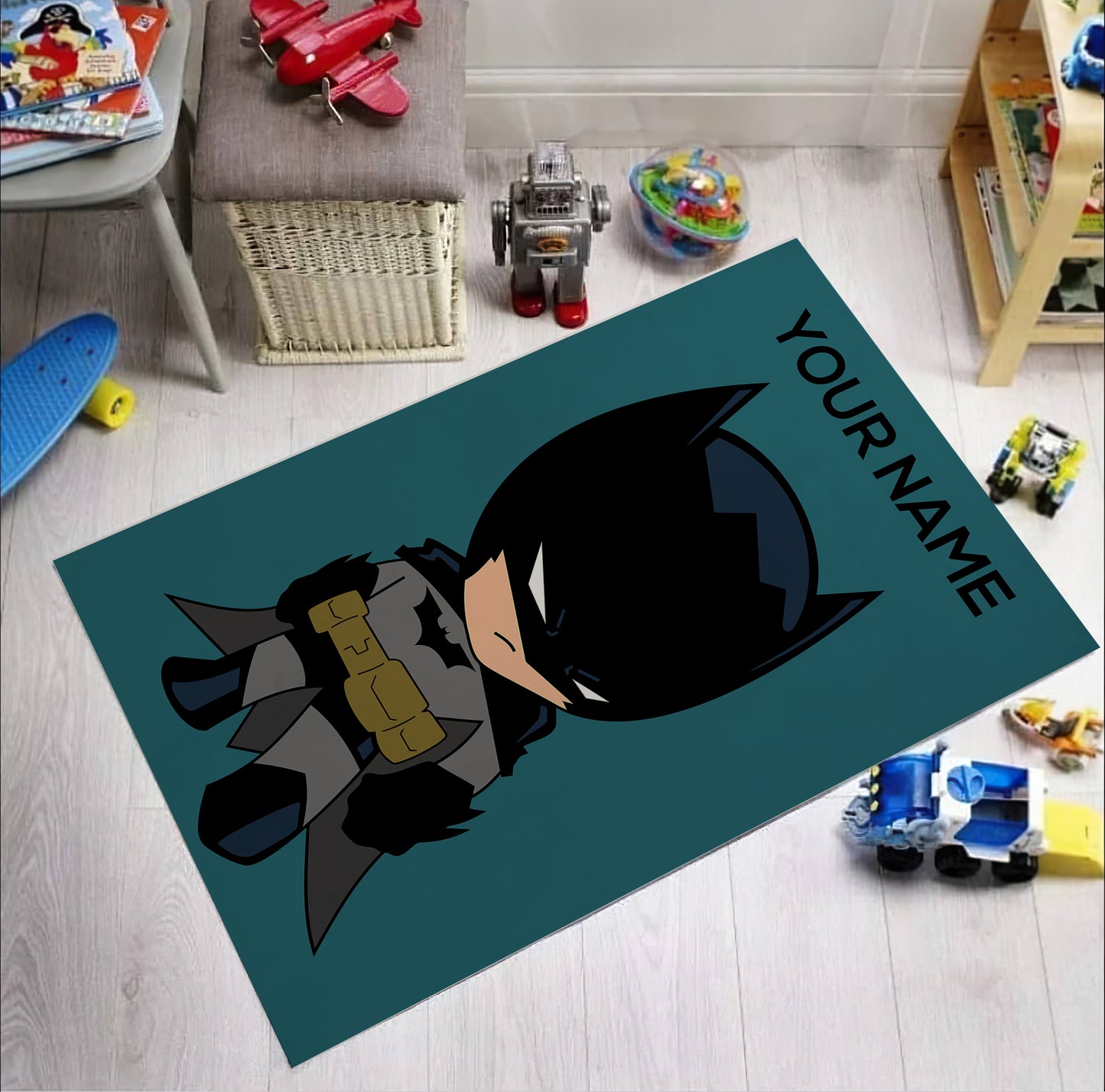 Baby Batman Rug, Custom Kids Carpet, Super Hero Decor, Kids Room Mat, Gift for Kids
