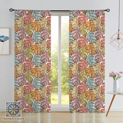 Monstera Leaves Curtain, Houseplant Curtain, Exotic Home Decor, Botanical Curtain, Leaf Themed Floral Curtain