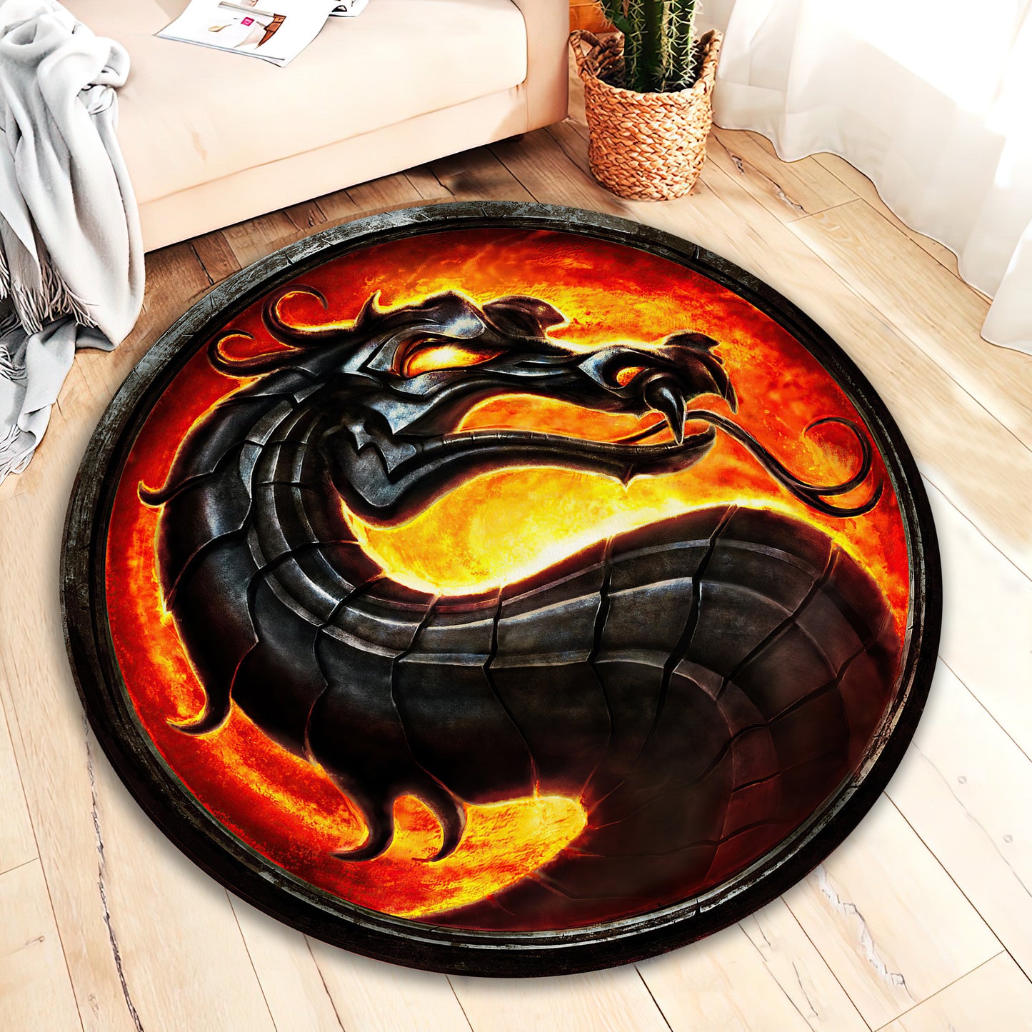 Mortal Combat Rug, Video Arcade Game Carpet, Gaming Chair Mat, Classic Game Decor, Mortal Combat Logo Rug