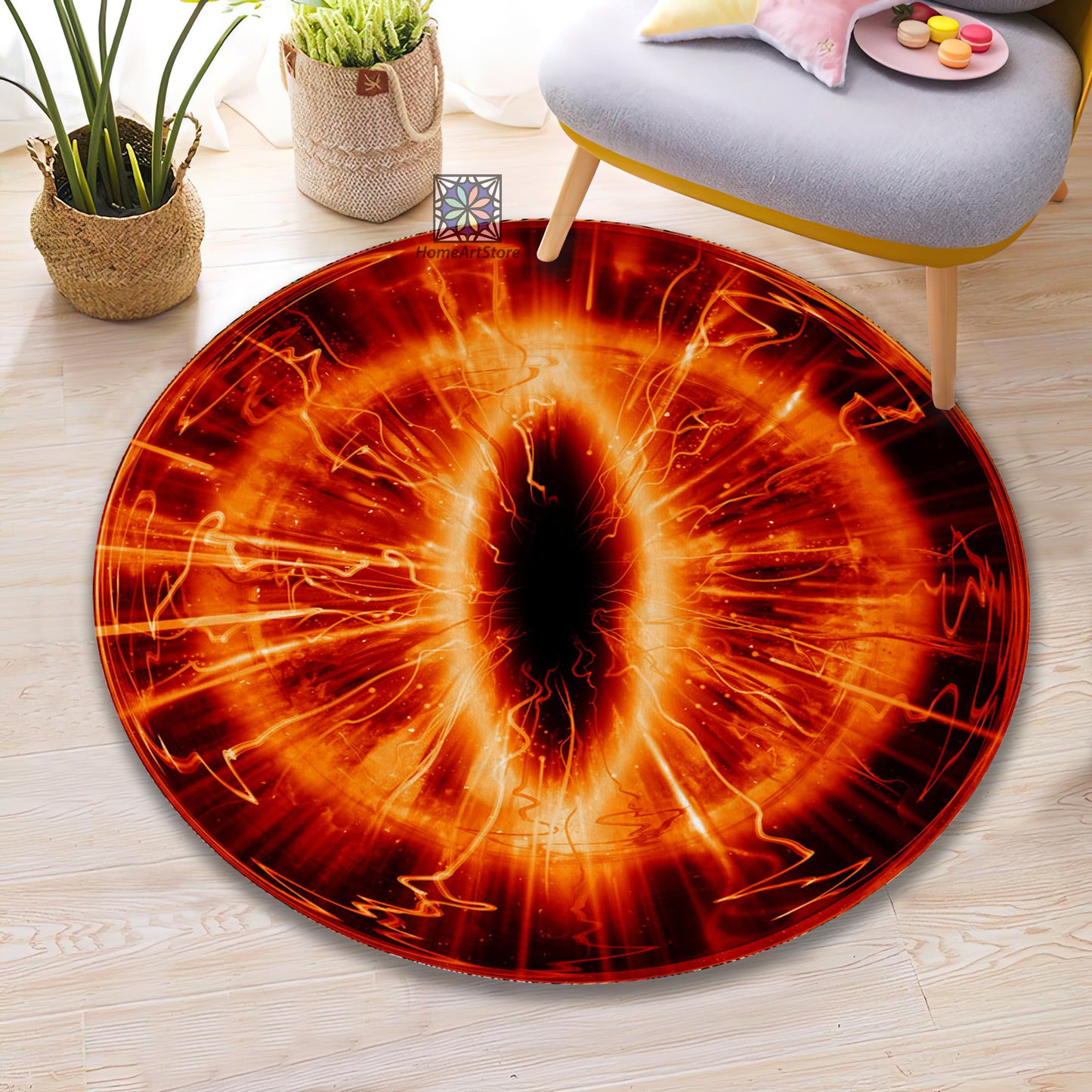 Eye of Sauron’s Themed Rug, Lord of The Rings Carpet, Horror Movie Mat, Lord Round Mat