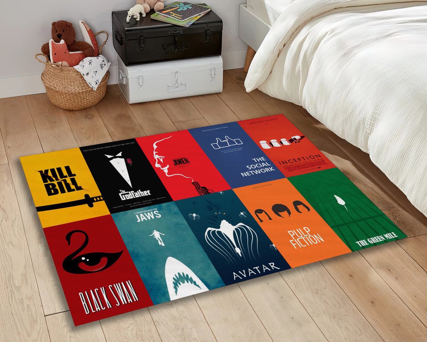 Best Movies of All Time Poster Rug, Fantastic Movies Carpet, Movie Room Decor, Colorful Home Theater Mat