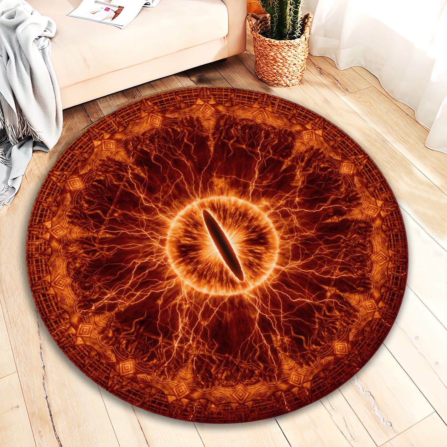 Eye Of Sauron Rug, Horror Decor, Lord Of The Rings Sauron Carpet, Fantastic Movie Round Mat, Scary Rug