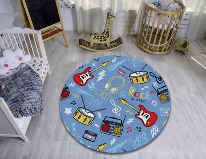 Boys Room Rug, Music Themed Nursery Carpet, Play Room Mat, Baby Shower Decor, Baby Gift