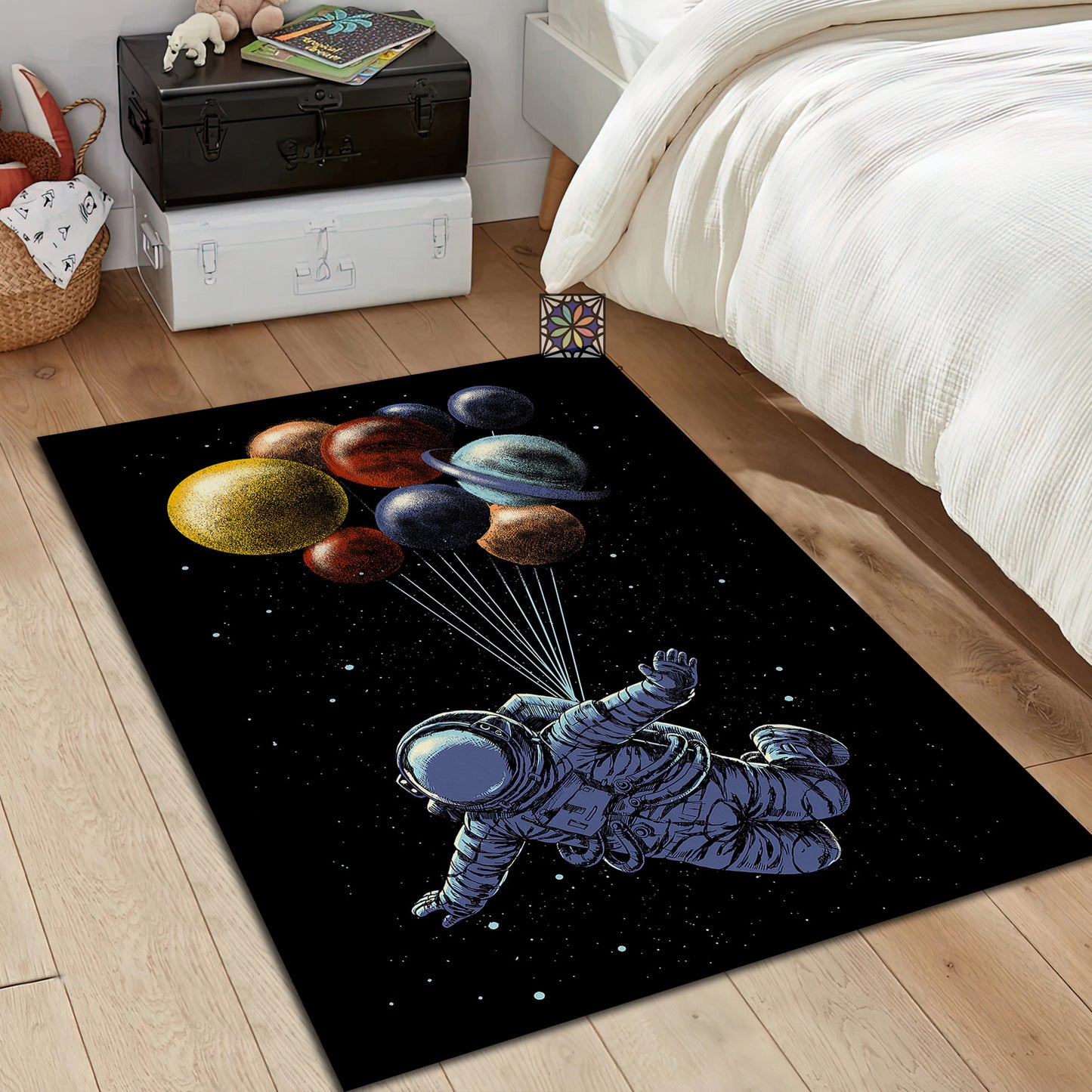 Astronaut Rug, Space Carpet, Kids Room Decor, Galaxy Rug, Nursery Play Mat