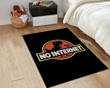 Black Gamer Rug, Funny Gaming Carpet, No Internet Text Mat, Game Room Decor, Gift for Gamer