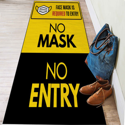 No Mask No Entry Text Rug, Funny Carpet, Doormat, Mask Themed Mat, Entrance Runner Rug