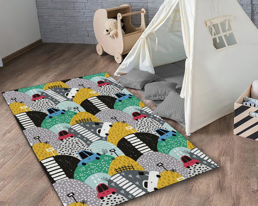 Animal Alphabet Rug, Nursery Educational Play Mat, Safari Animals Carpet, Kids Room Decor