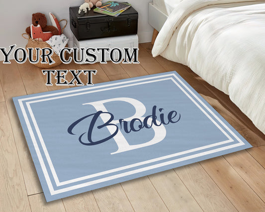 Personalized Monogrammed Nursery Rug, Custom Color Baby Room Rug, Non-Slip Soft and Plush Custom Carpet, Newborn Gift