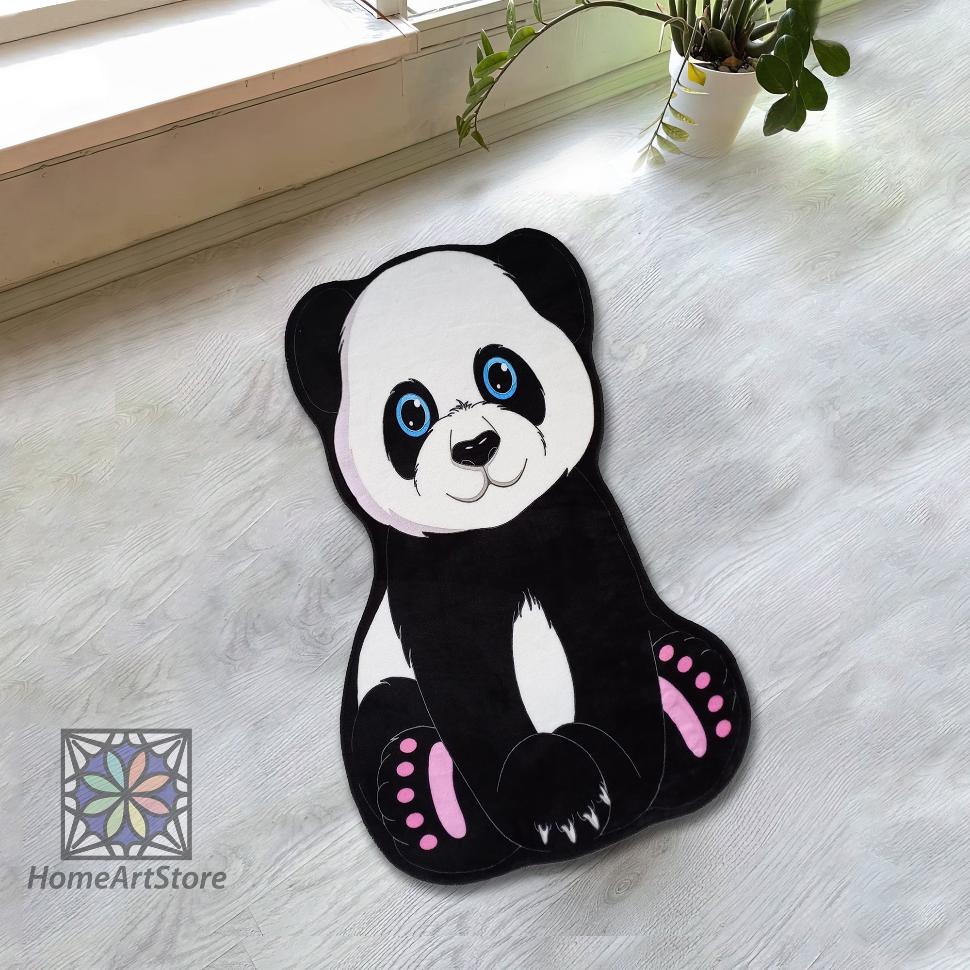 Blue Panda Rug Panda Shaped Rug - Cute Animal Decor for Baby Room, Nursery Mat, and M ...
