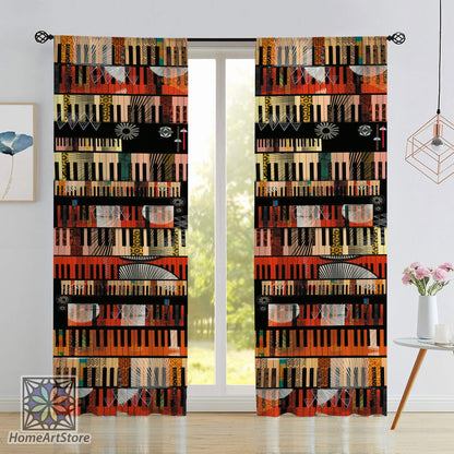 Piano Keys Patterned Curtain, Music Room Curtain, Music Art Decor, Office Curtain, Musical Curtain