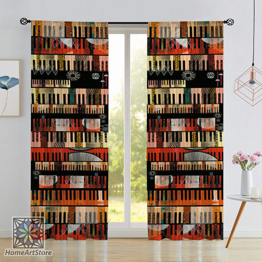 Piano Keys Patterned Curtain, Music Room Curtain, Music Art Decor, Office Curtain, Musical Curtain