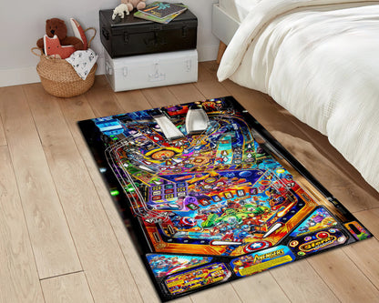 Pinball Game Rug, Tilt Gamer Carpet, Game Room Decor, Play Mat, Avengers Rug, Super Hero Themed Carpet