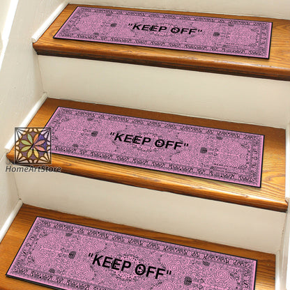 Keepoff Stair Step Rugs, Hypebeast Carpet, Pink and Black Keep Off Stair Mats, Sneaker Stair Rugs