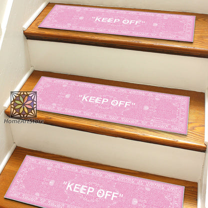 Pink Color Keep Off Stair Rugs, Hypebeast Stair Step Mats, Keepoff Themed Stair Mats, Sneaker Stair Carpet